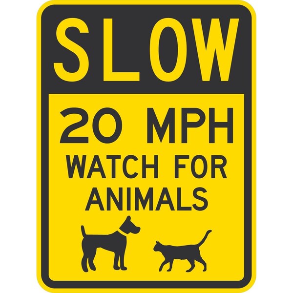 Lyle Slow 20 Mph Watch For Animals (W/Sym), 18x24, High Intensity Prismatic, Yellow G-10639-HI_18x24 - main