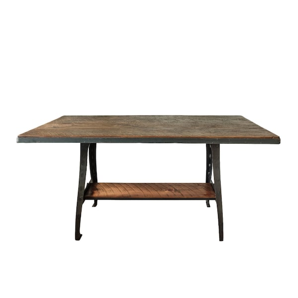 Homeroots 72" Brown And Black Solid Wood And Steel Sled Base Dining Table 518602 - main