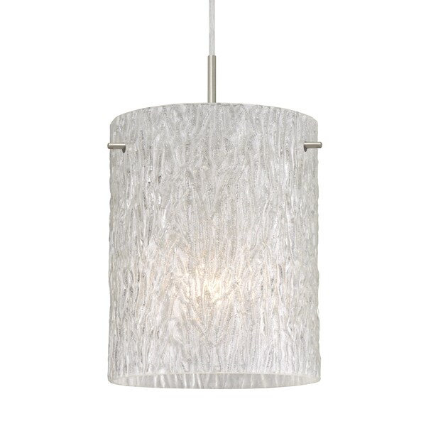Besa Lighting Besa Tamburo 8 Pendant, Glitter Stone, Satin Nickel Finish, 1x 100W MAX E26 Base 1JT-4006GL-SN - main