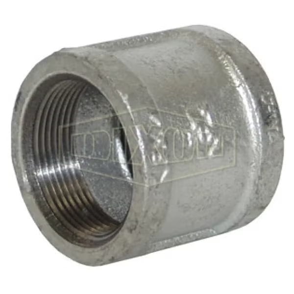 Dixon Threaded Pipe Coupling, 1-1/2 in Nominal, FNPT End Style, 150 lb, Galvanized Iron RHC150G - main