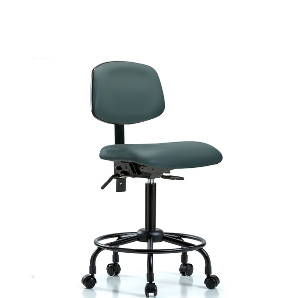 Blue Ridge Ergonomics Bench Chair, Viniyl, RT Tilt, Casters, Blu, No Arms, 22" to 29" Height, Colonial Blue BR-VMBCH-RT-T1-A0-RC-8546 - main