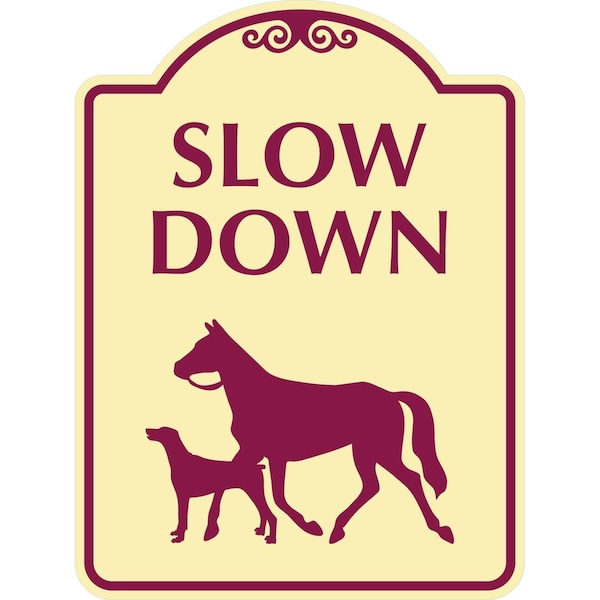 Lyle Slow Down (with Horse Dog Animals Crossing Symbols), 12x18, Engineer Grade, Tan G-2476-EG_12x18 - main