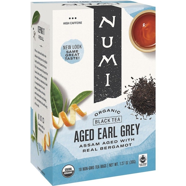 Numi Organic Teas, 1.27oz., Aged Earl Grey, PK18, Earl Grey, Bag, High, 1.27 oz, 18 PK 10170 - main