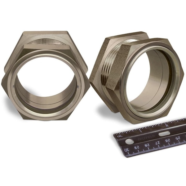 Oil-Rite 303 Stainless Steel Gasketed Window Sights Straight Thread - Straight w/Nut, Press Fit, 2 1/2in. B4764-08B - main