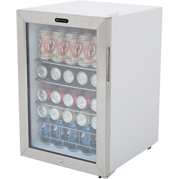 Whynter Beverage Refrigerator With Lock, Stainless Steel 90 Can Capacity BR-091WS - main