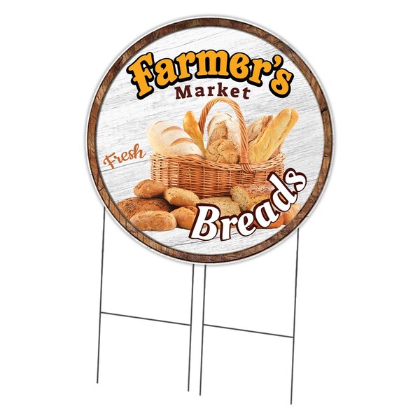 Signmission Farmers Market Breads Double Sided Corrugated Plastic Circle Yard Sign, C-36-CIR-DS-WS-Breads C-36-CIR-DS-WS-Breads - main