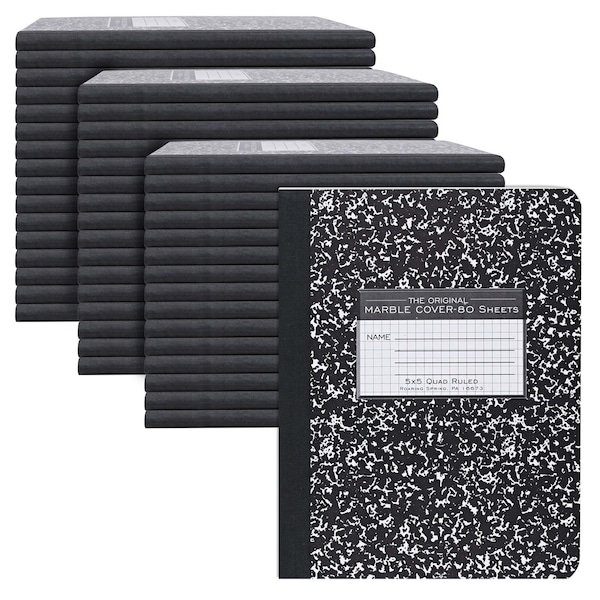 Roaring Spring Case of Black Marble Comp Notebooks, 5x5 Graph Ruled, 80 sht, 15 lb Paper, 9.75"x7.75", Hard Cover, PK48 77227cs - main