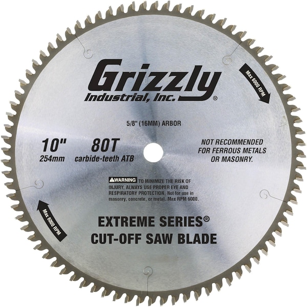 Grizzly 10" x 5/8" 80t ATB Cut-Off Saw Blade T26699 - main