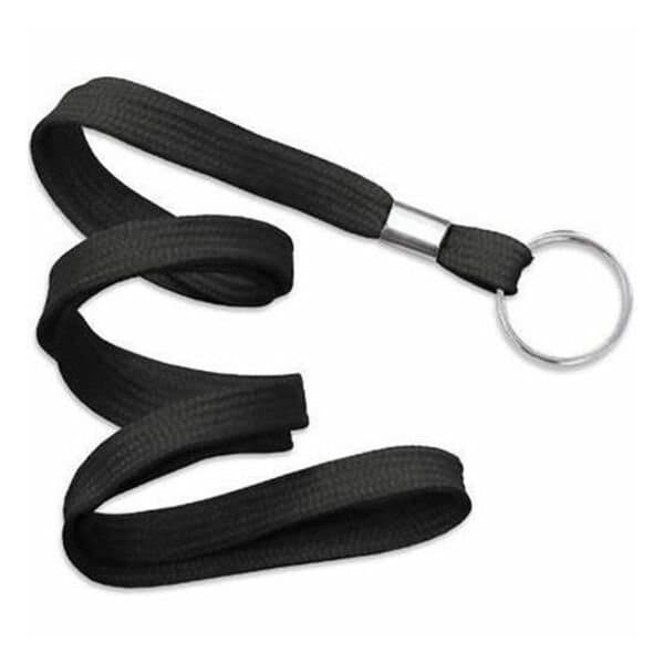 Brady LANYARD STANDARD, BLACK 3/8in, FLAT WOVEN LANYARD W/NICKEL PLATED STEEL, SPLIT RING 2135-3651 - main