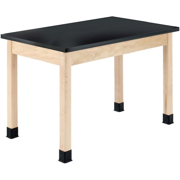 Diversified Spaces Plain Apron Table, Maple, Maple Wood Frame, 60 in W, Black/Maple P7606M30N - main