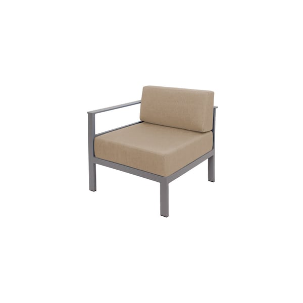Bfm Seating Belmar Right Arm Sofa Section with Sunbrella cushions, Soft Gray Frame PH6101SG-R-57015 - main