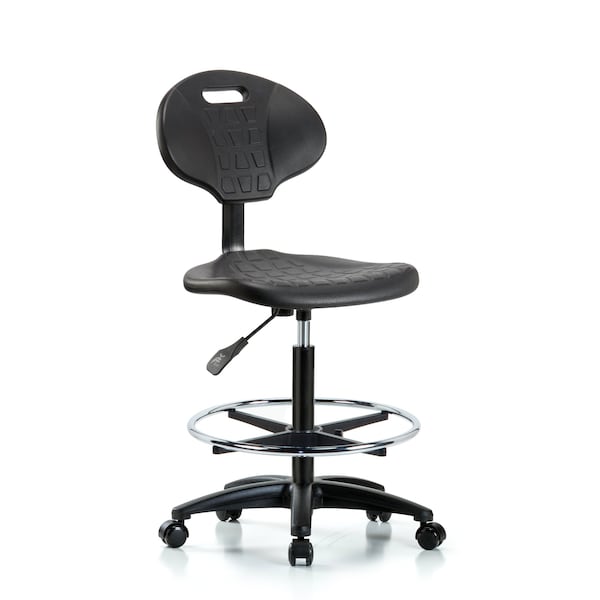Blue Ridge Ergonomics Erie Hi Bench Chair, CF, Casters, No Arms, 23" to 33" Height, Black; Blue BR-TPHBCH-RG-A0-CF-RC - main