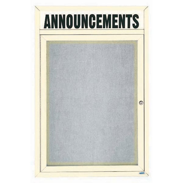 Aarco Illuminated Outdoor Enclosed Bulletin Board w/ Al Frame Header, Powder Coated Ivory, 48''Hx36''W ODCC4836RHIIV - main