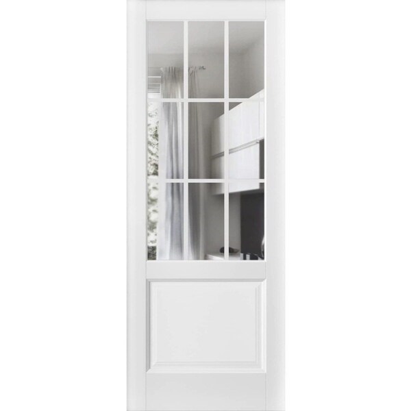 Sartodoors Slab Barn Door Panel, Felicia 3599 White Silk with Clear Glass, Sturdy Finished Doors, Pocket Clo FELICIA3599S-WS-3096 - main