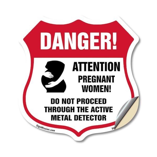 Signmission Pregnant Women Shield Sign Danger! Atten, 12 Inch X 12 Inch, Vinyl Decal SHI-D-12-433 - main