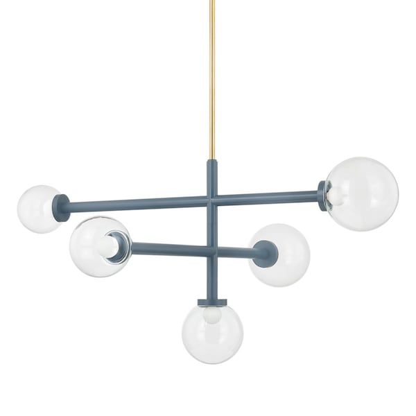Mitzi Zoe Feldman X Sia 5 Light Chandelier 13 In. Aged Brass/Slate Blue H883805-AGB/SBL - main