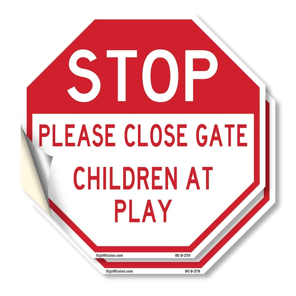 Signmission Stop Please Close Gate Children at, 6 inch X 6 inch, Vinyl Decal, 2PK OC-D-2PACK-6-270 - main