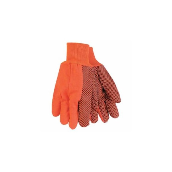 Mcr Safety Double-Palm Canvas Gloves, Large, Hi-Visibility Orange, Knit Wrist Cuff, 12PK 127-9018DO - main