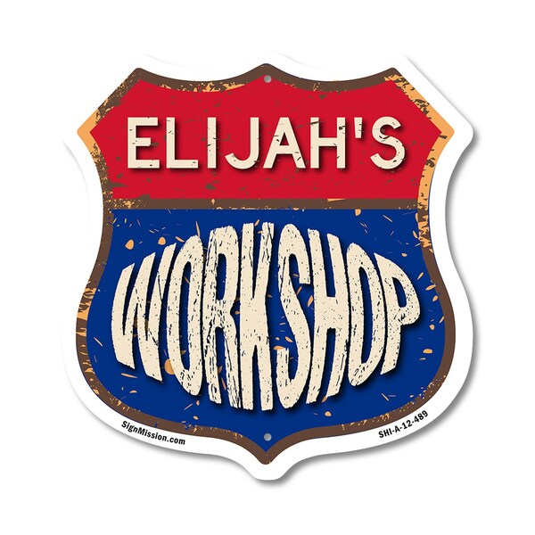 Signmission Elijah's Workshop, 12 Inch X 12 Inch, Aluminum Metal Sign SHI-A-12-489-ELIJAH - main