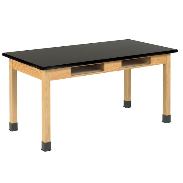 Diversified Spaces Wooden Leg Tables with Compartments, Oak, Wood Frame, 60 in W, Black C760LBBK30E - main