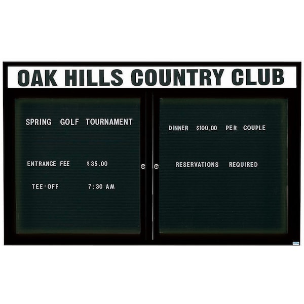 Aarco Illuminated Outdoor Enclosed Directory w/ Al Frame Header, Powder Coated Black, 48''Hx72''W OADC4872HIBK - main