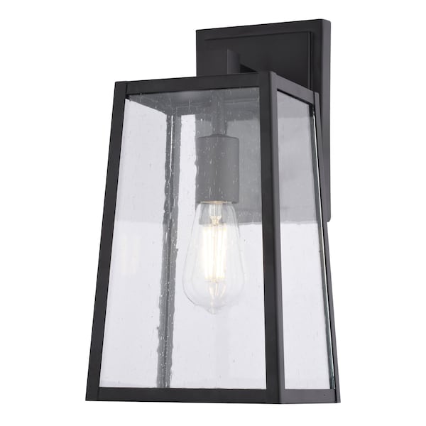 Vaxcel Sutton, 14 in H, Black Outdoor Wall Sconce, Seeded Glass, LED Compatible T0816 - main