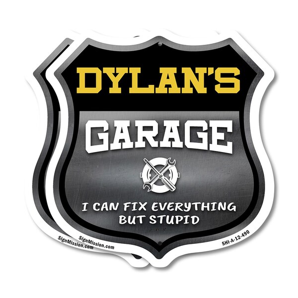 Signmission Dylan's Garage I Can Fix Everything But Stupid, 12 inch X 12 inch, Plastic Sign, 2PK SHI-P-2PACK-12-490-DYLAN - main