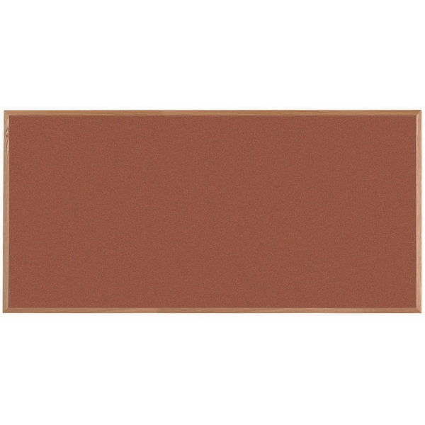 Aarco VIC Cork Bulletin Board, Red Oak Frame, Clear Lacquer Finish, Cinnamon Bark 48''Hx96''W OW4896207 - main