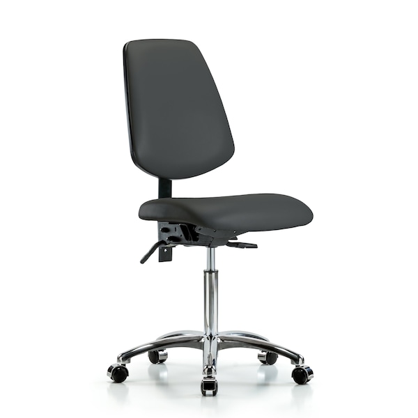 Blue Ridge Ergonomics Bench Chair, Vinyl, Med, Bk, Cast, Gry, No Arms, 22" to 29" Height, Charcoal BR-VMBCH-MB-CR-T1-A0-NF-CC-8605 - main