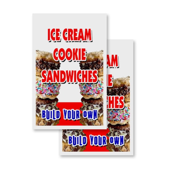 Signmission Ice Cream Cookie Sanwiches Build Your Own, Vinyl Decals Only 24 Inch x 36 Inch, Vinyl Decal, 2PK DSB-2436-2PACK-IceCreamCookieSanwichesBu - main