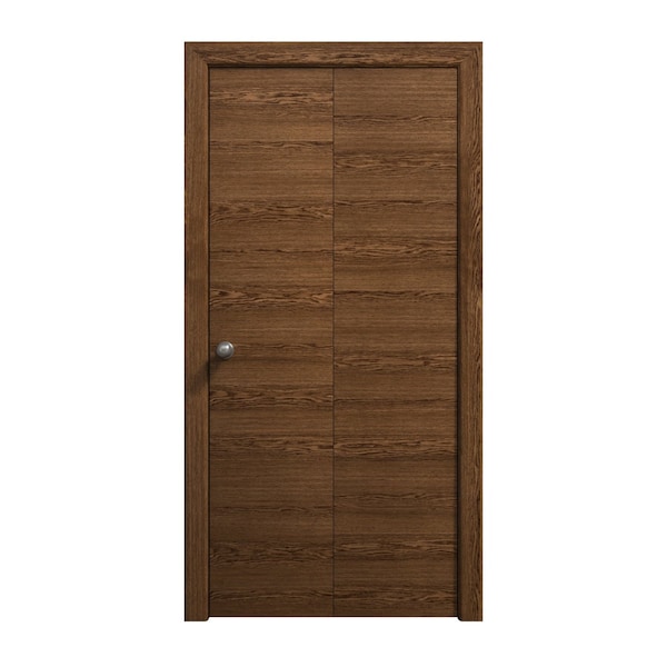 Sartodoors Sliding Closet Bi-fold Doors 64 x 96 inches, Ego 5000 Cognac Oak Veneer, Sturdy Tracks Moldings Tr EGO5000BF-DKO-64x96 (2* 32x96) - main