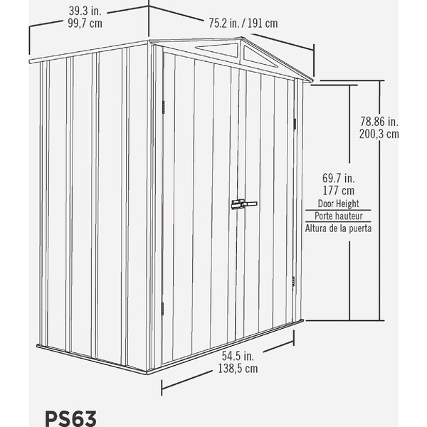 Arrow Lock Spacemaker 6 'x3 ' Galvanized Steel Patio Shed Flute Grey & Anthracite PS63 - main