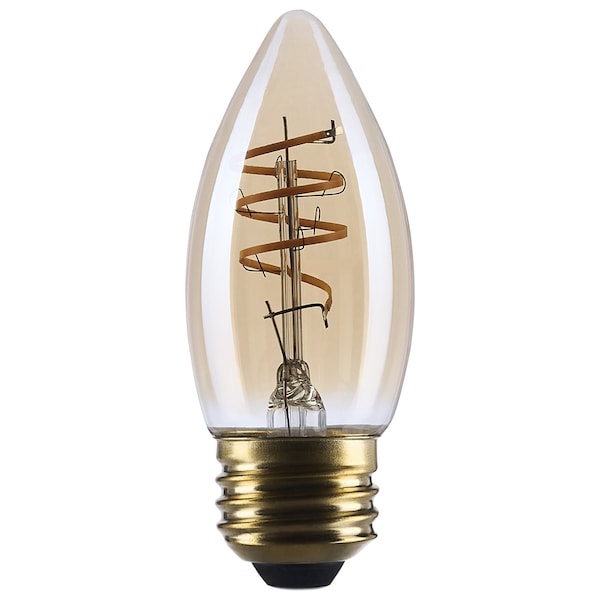 Satco 5.5 Watt C11 LED 2000K CCT Medium Base Clear Glass Amber Coil Filament Dimmable 120 Volt S14223 - main
