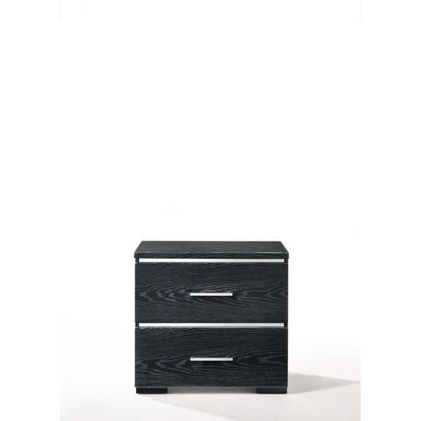 Homeroots 15" X 22" X 23" Black (High Gloss) Wood Veneer (Paper) Nightstand 347546 - main