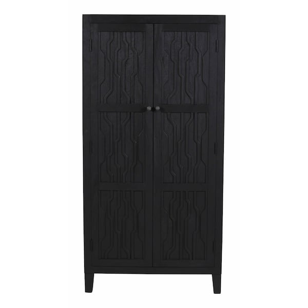 Homeroots 36in Graphite Solid Wood Accent Cabinet With Two Doors 620848 - main