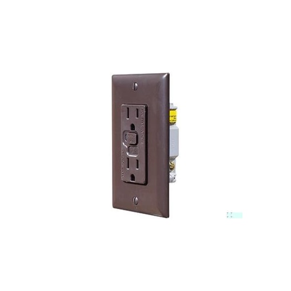 Rv Designer BROWN DUAL GFCI OUTLET W/COVER-PLATE S805 - main