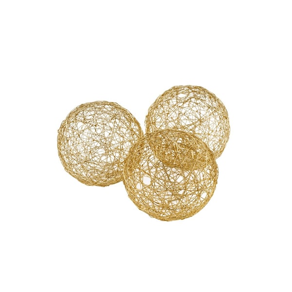Homeroots Set of Three Gold Aluminum Decorative Orbs, 3PK 373741 - main