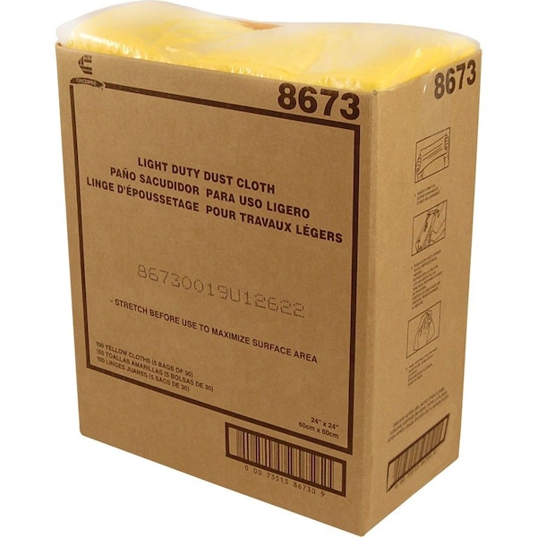 Chix Masslinn Dust Cloths, 1-Ply, 24 x 24, Unscented, Yellow, PK150 8673 - main