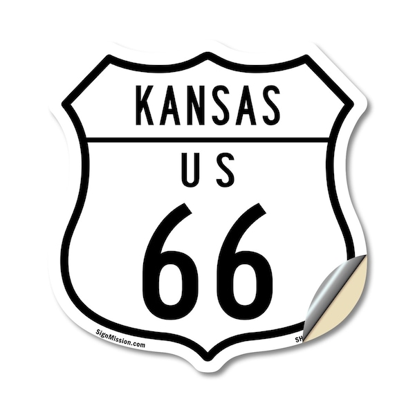 Signmission Kansas Route Marker Shield Sign Us 66, 12 Inch X 12 Inch, Vinyl Decal SHI-D-12-384 - main