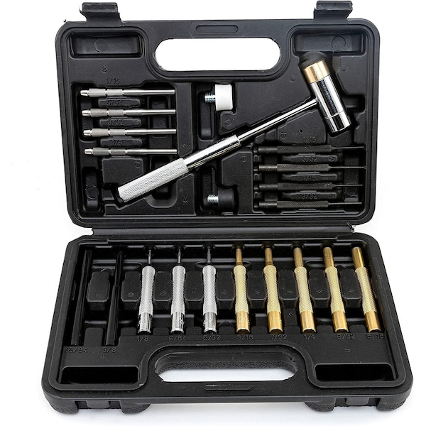 Neiko Gunsmith Punch Set 21 PC, Chrome Vanadium Steel, Plastic & Brass Pin Punches, Pin Remover 02640A - main