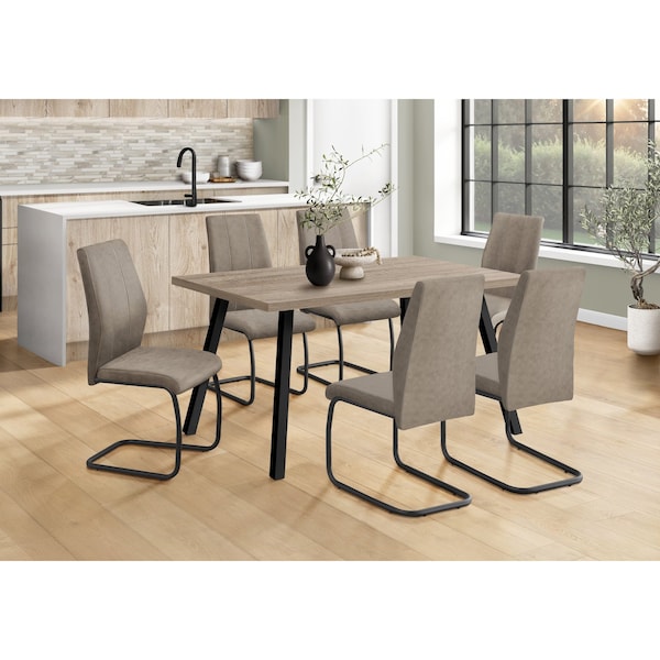 Monarch Specialties Dining Table - 36"X 60" / Dark Taupe / Black Metal I 1137 - main