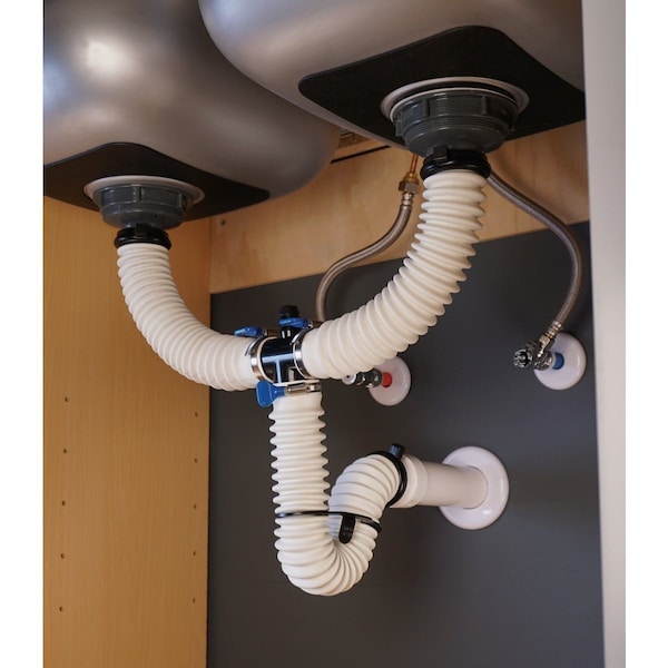 Simple Drain Double Basin Self-Plunging Sink Drain Trap Repair Kit 3EA-1Q2-ZC0 - main