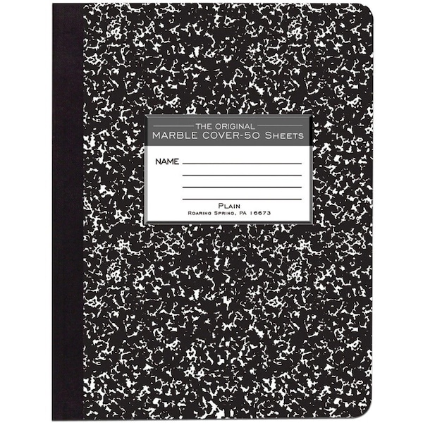 Roaring Spring Paper Products Composition Book, Unruled, 50 Sheets, 9.75in. x 7.5in. , Black Marble, 12PK 77260 - main