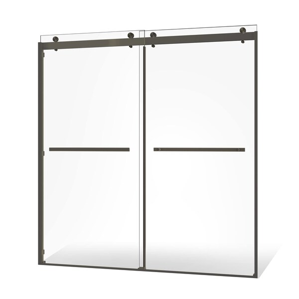 Fab Glass And Mirror Portofino Frameless Double Sliding Shower Door 44in. - 48in. W x 74in. H Clear Tempered Glas SHPR48X74BN - main