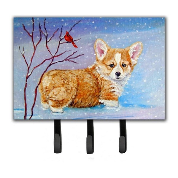 Carolines Treasures Corgi Pup Snow Cardinal Leash and Key Holder 7327TH68 - main