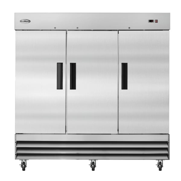 Koolmore 82" 3 Door Stainless Steel Upright Commercial Reach-In Freezer - 72 cu. ft, Model: RIF-3D-SS - main