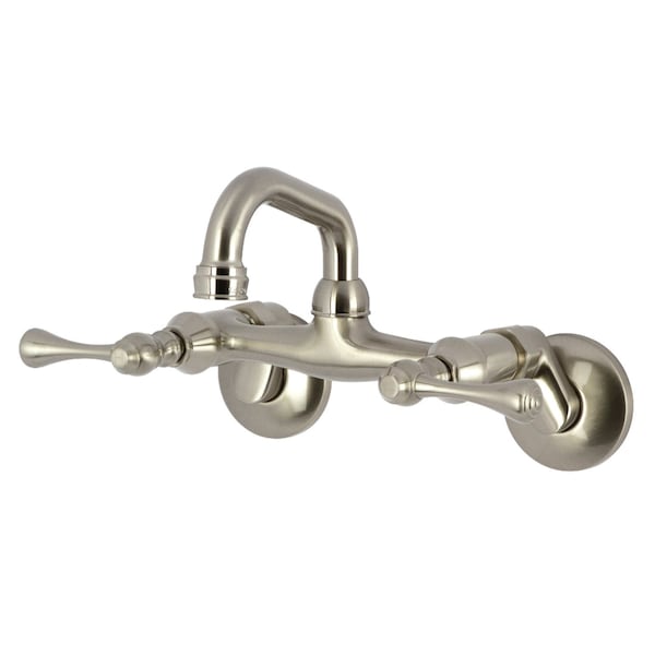 Kingston Brass Double-Handle Wall Mount Bar Faucet, Brushed Nickel KS312SN - main