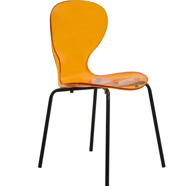 Leisuremod Modern Oyster Transparent Side Dining Side Chair with Black Base in Transparent Orange OCB-17TOR - main