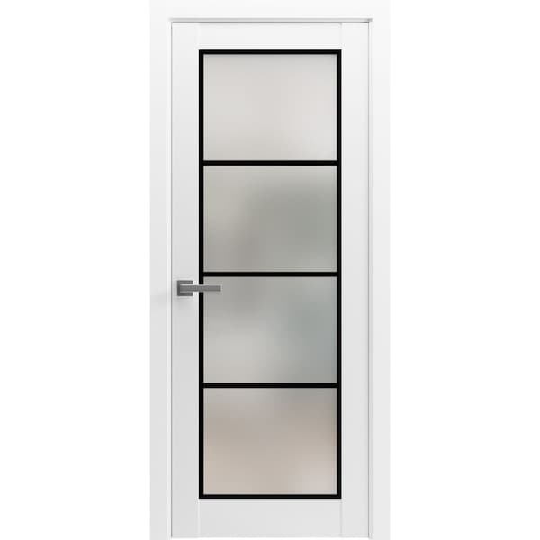 Sartodoors Solid French Door Frosted Glass Planum 2132 White 28x80 Solid Core Modern Interior PLANUM2132ID-WS-28 x 80-Butterfly - main