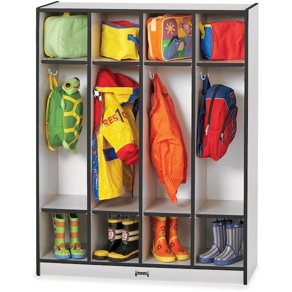 Jonti-Craft Rainbow Accents 4 Section Coat Locker, Black 0268JCWW180 - main